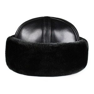 Gorro de lana de piel de oveja auténtica Unisex cosido a mano de alta calidad invierno cálido grueso suave Casual ajustable - Product Image 1