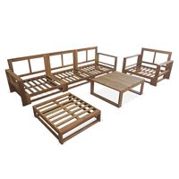 Ensemble de canapés de jardin 5 places Cameron Modern Outdoor Villa Hotel, table et chaises en teck massif, coussins imperméables pour salon