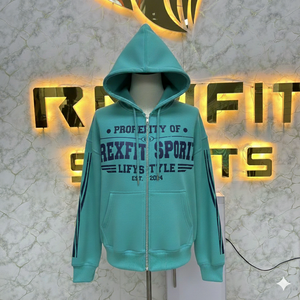 Sudadera con Capucha Estilo Distressed con Cremallera y Pedrería, Edición Premium, Lavado Ácido, Sudadera de Forro Polar para Hombre, Ropa Urbana - Product Image 5