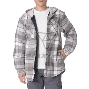 Ready To Ship Checks Cotton Custom Wholesale Boxy Shirt Long Sleeve Plaid Flannel Shirt Jacket for Men
