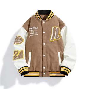 Veste de baseball d'hiver personnalisée pour hommes et femmes tissu de laine épaissie longue décontractée haute rue toile tissée vestes d'école unique - Product Image 3