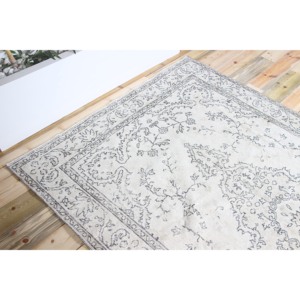 Grand tapis turc vintage 5,3x8,9 pieds, tapis floral gris brun - Product Image 5