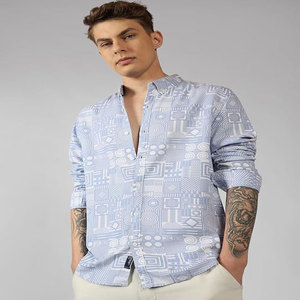 Venta al por mayor personalizada de los hombres 3D Digital impreso camisa de manga larga de la juventud Floral Camisa de algodón delgada de los hombres - Product Image 2