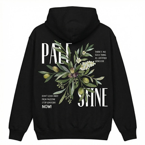 Sweat à capuche Palestine Olive Statement 100% Coton Tricoté Imprimé Numérique Motif Uni Fermeture Éclair Délavé à l'Acide - Product Image 1