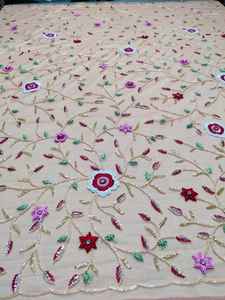 Hand beaded embroidered <b>fabric</b> - Product Image 3