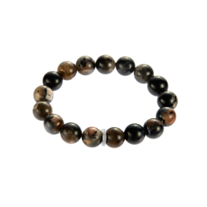 Bracelet fin à perles, agate noire Sakura, bracelet extensible avec topaze blanche en argent sterling, 225,21 carats - Product Image 1