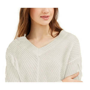 Maglione Autunnale Vintage Casual da Ragazza con Lacci, Sottile, Fatto a Mano con Decorazioni Floreali, Traspirante, Bianco, Taglia Grande - Product Image 2