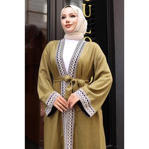 Ensemble Kimono Olive MSW19251-4, hauts mi-longs décontractés, 2 pièces, 100% coton, manches longues, col rond - Product Image 2