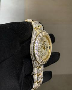 Montre personnalisée en diamant de marque haut de gamme, montre ronde et baguette entièrement glacée pour hommes, montre automatique de luxe pour hommes - Product Image 3
