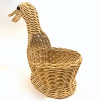 Panier en rotin en forme de canard au design unique, panier en rotin tissé à la main pour Pâques, pour l'organisation