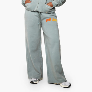 Pantalons de survêtement pour femmes en polaire lourd 300g en polyester/coton, best-seller en gros, devant plat, dentelle, décontracté, hiver - Product Image 3