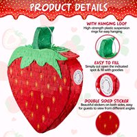 17 pouces fraise Pinata avec bâton masque pour les yeux confettis enfants filles fruits été thème fête d'anniversaire Pinata bébé douche fournitures