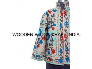 Handmade Suzani <b>Duck</b> Fabric Short Jacket Quilted Cotton Filled Breathable Winter Wear Coat For Women Gift Style Perfect Choicego - Product Image 2