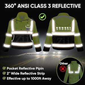 Veste de sécurité bicolore jaune, résistante aux coupures, classe 1 EN, protection contre les vapeurs, polaire en coton, haute visibilité, réfléchissante, vêtements de travail à LED clignotants - Product Image 4