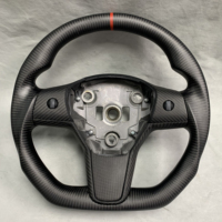 Volante de Repuesto - Volante Personalizado de Cuero y Fibra de Carbono para Tesla Modelo 3/Y/S/X con Controles Calefactados, Estilo Deportivo, 3 Radios