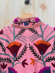 Chaqueta de Algodón Rosa Indio Suzani Bordada a Mano para Mujer, Transpirable, Informal, para Invierno, con Botones en la Parte Delantera Abierta, para Damas de Honor - Product Image 6