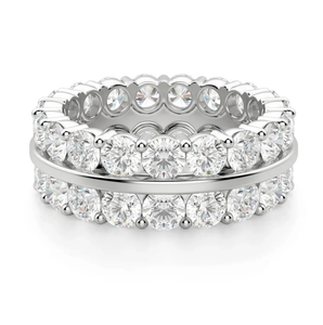 Anneaux de cadeau de Moissanite de bande de mariage d'éternité de double rangée de coupe ronde pour l'exportation de l'Inde - Product Image 1