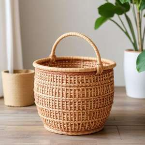 Handmade Indian Style Oval <b>Rattan</b> Hang <b>Light</b> New Trend Woven Bamboo Pendant Lamp for Home Featuring Stone Candle Holders Candle - Product Image 3