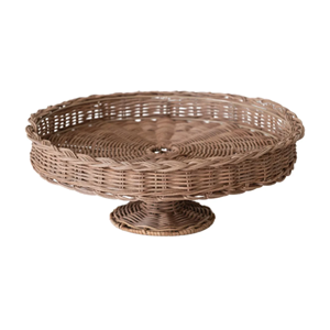 Plateau à pieds en rotin brun foncé, plateau à fruits décoratif en osier, pièce maîtresse pour le salon et le service de fête, vente en gros, usine du Vietnam - Product Image 1