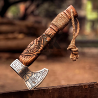 Hache viking rustique de qualité industrielle forgée à la main, manche en bois de frêne, acier à haute teneur en carbone, tête barbue, 12 pouces, garantie de 3 ans, médiévale