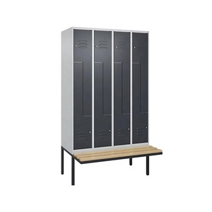 Casier modulaire en forme de L avec banc intégré, casier de vestiaire de gym, armoire de <span class=keywords><strong>rangement</strong></span> en forme de Z, casier en acier pour personnel d'hôtel avec chaise-banc - Product Image 1