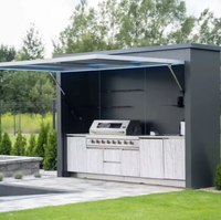 Cuisine extérieure modulaire en acier inoxydable, abri de cuisine extérieur résistant aux intempéries, armoires de cuisine extérieure avec barbecue, télécommande, cuisine extérieure avec toit