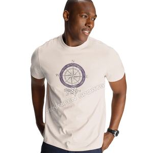 T-shirt décontracté imprimé pour homme, manches courtes, été, tissu jersey 100% coton, 240g - Product Image 1