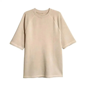 T-shirt en coton organique surdimensionné 100% pour homme T-shirt en vrac en coton épais 240 grammes Tissu en jersey solide Techniques brodées - Product Image 6