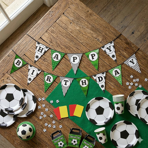 Bannière en papier à thème football de 3 mètres, Joyeux Anniversaire, Vert et Blanc, Décorations de fête de football, Fournitures d'anniversaire, Espagne - Product Image 5
