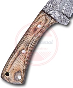 Handmade Damascus Steel Skinner Knife with <b>Leather</b> Sheath Professional Wooden Handle Hunting Skinner Knife - Product Image 3