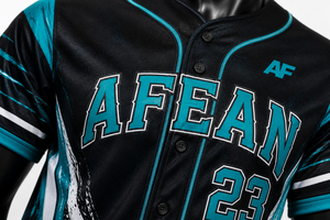 Maillot de baseball respirant personnalisé pour homme, impression par transfert thermique, manches courtes, 100 % polyester, nom et numéros d'équipe, vente en gros OEM - Product Image 4
