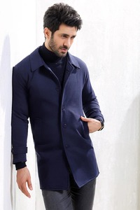 Manteau d'hiver long en laine écologique pour homme élégant, design moderne pour le bureau, les affaires et les voyages - Product Image 4