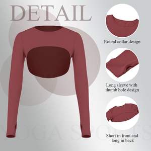 Conjuntos de Yoga ropa deportiva Otoño Invierno apretado Yoga manga larga Mujer Crop Top Fitness Tops Slim entrenamiento deportes camiseta impresión - Product Image 4