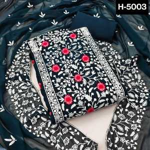 Style indien Georgette Salwar Kameez costume broderie travail femmes robe de mariée y compris Dupatta fait confortable - Product Image 2