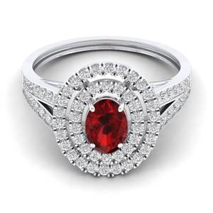 Royal Garnet Glitter 925 Anillos de plata esterlina adornados con granate de piedra NATAL DE ENERO natural y Moissanite de claridad Def-VVS OEM - Product Image 1