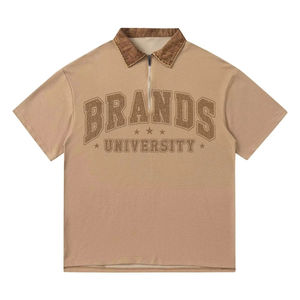 Polos grande taille personnalisés avec impression de lettres pour hommes vente en gros à bas prix T-shirt de golf POLO tricoté à manches courtes et à col rabattu pour hommes - Product Image 2