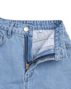 Pantalon cargo en denim bleu clair sur mesure pour femmes, taille haute, multi-poches, jambe large, coupe ample, streetwear, jean décontracté - Product Image 5
