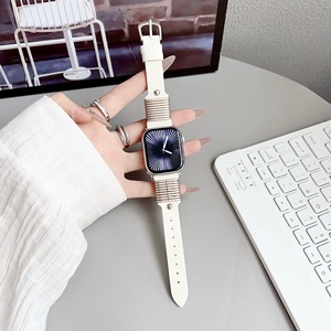 สายคาดเอวหนังแท้แท้สไตล์นักแสดงชาวอียิปต์สำหรับ Apple Watch 10สายนาฬิกาอัจฉริยะหรูหราดีไซน์ขอบเหล็กใส่สบาย - Product Image 3