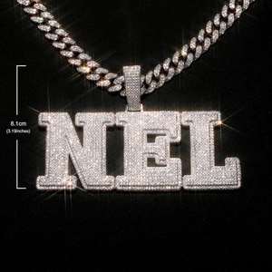 Collar con Colgante Personalizado de Moissanita Totalmente Cubierto de Diamantes, Chapado en Rodio, Joyería Hip Hop, Regalo para Hombres y Mujeres - Product Image 5