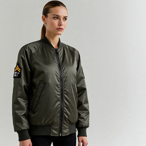 Chaquetas Bomber de satén de seda para hombre con logotipo personalizado, chaqueta Bomber de vuelo MA1 de satén informal para exteriores, chaqueta Bomber de béisbol de satén para hombre - Product Image 1