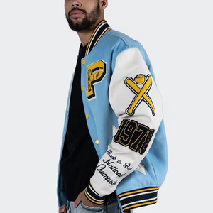 Veste universitaire sur pied personnalisée OEM pour hommes, vêtements d'hiver vintage, blouson bombardier de baseball à logo brodé personnalisé - Product Image 3