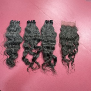 Großhandel natürliche Jungfrau Nagel haut ausgerichtet grau indisches Haar Bündel HD Spitze Verschluss rohe weiche indische Haar Welle Curl Styles Indien - Product Image 3