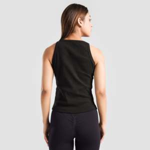 One Size Black Ribbed Tank Casual Sexy Floral Printed Square Collar Breathable Knitted Fabric Made Nylon Spandex for Club Wear - Product Image 3