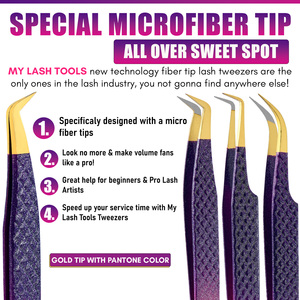 90 Degree Russian Volume <b>lash</b> tweezer Fiber Tip Eyelash Extension Tweezers Stainless Steel Boot Isolation Curved Applicator tool - Product Image 2