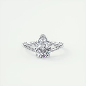 Pera corte brillante diseño de vástago dividido laboratorio cultivado creado diamante 14K 18K anillos de oro blanco sólido anillo de compromiso para mujer - Product Image 1