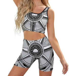 2 uds., conjuntos de Yoga de verano para mujer de talla personalizada, 2 uds., sujetador deportivo para niña, traje corto, fabricante directo, conjunto deportivo al por mayor - Product Image 4