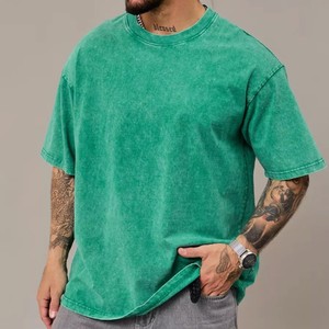 Stone Wash Heavyweight Vintage Tee 275GSM Custom Printed Blank Oversized Tshirt Men Streetwear Acid <b>Distressed</b> - Product Image 2
