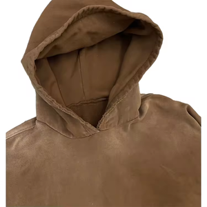 Sudadera Corta Lisa de Alta Calidad para Streetwear, Fabricantes de Ropa Holgada de Moda, Sudadera Personalizada con Lavado Potásico y Efecto Desgastado para Hombre - Product Image 3