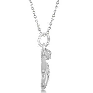 Collier pendentif flocon de neige en or blanc 14 carats avec diamant 0,07 ct, style mitaines - Product Image 1