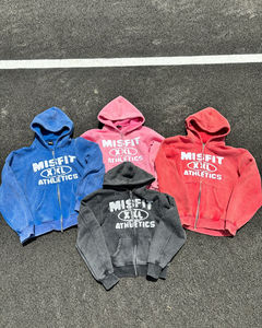 Sweat à capuche surdimensionné imprimé délavé à l'acide personnalisé pour hommes Vêtements de travail de rue vintage en coton tricoté brodé à motif solide pour l'automne - Product Image 2